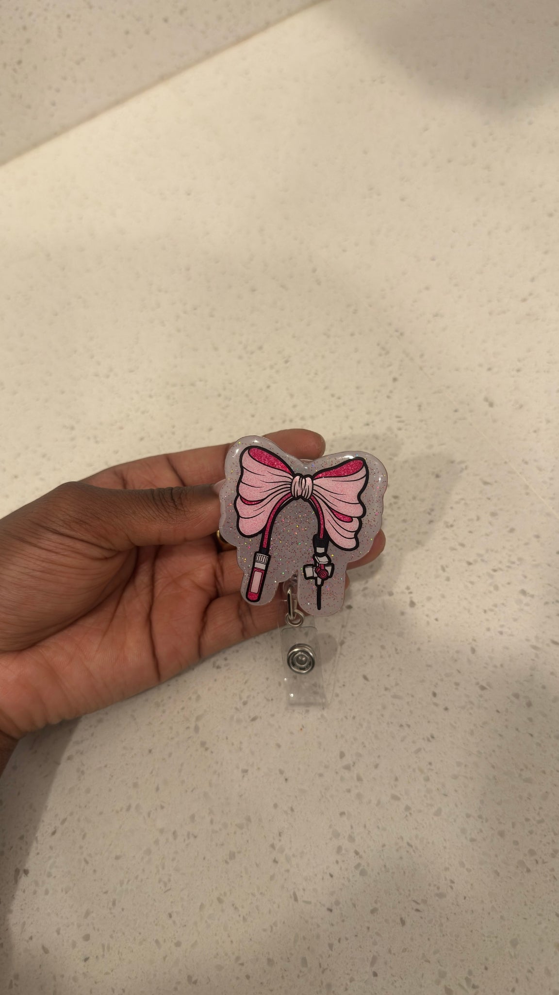 Pretty in Pink Phlebotomy Badge Reel