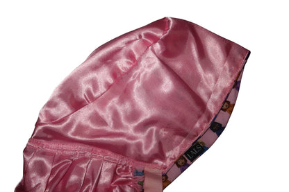 “Mommiana” Satin-Lined Bun Scrub Caps