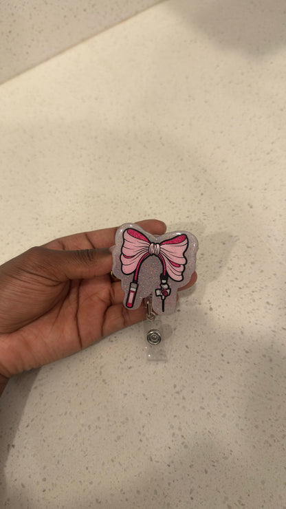 Pretty in Pink Phlebotomy Badge Reel